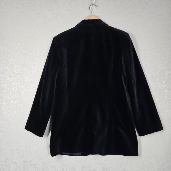 VTG International Scene Velvet Blazer Jacket sz 11/12 Black - Picture 8 of 16